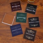 Personalised Retro Bar Mat Coaster Bottle Opener Set with Text and Year Bar Accessory Father's Day Birthday Gift for Bartender Cocktail Lover