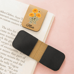 Marque-page magnétique en cuir PU avec nom, aquarelle, fleur de naissance, anniversaire, diplôme Cadeau de club de lecture pour les amoureux des livres, rats de bibliothèque