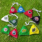 Personalized College Team Logo Color-Blocking Triangle Bikini Top with Removable Padding Game Day Graduation Gift for Sports Fans College Girls