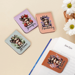 Personalized Cartoon Girl Horse Birth Flower Magnetic PU Leather Bookmark with Name Daily Use Library Bookish Birthday Gift for Girl Book Lover