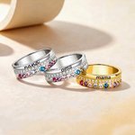 Gepersonaliseerde Familie Zirkoon Ring met 1-10 Geboortestenen en Gegraveerde Tekst Vrouwen Sieraden Verjaardag Moederdag Cadeau voor Mama Oma