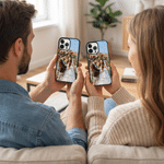 Custodia per telefono personalizzata con ritratto di matrimonio in stile pittura a olio con testo e data Regalo di anniversario per le coppie di sposi