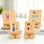Personalized Cartoon Professional Character Bamboo Wooden Phone Stand Ipad Holder with Name and Initial Desk Decor Gift for Colleague Friend