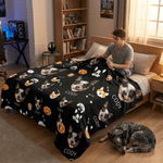 Personalised Multicolor Pet Theme Soft Throw Photo Blanket with Name Room Decor Birthday Anniversary Gift for Pet Lovers