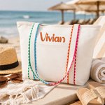 Personligt broderat namn Canvas Tote Bag Resa Viktig födelsedagspresent för kvinna Vän