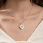 Personalized Angel Wing Heart Birthstone Necklace with Photo Anniversary Birthday Gift for Mom Wife