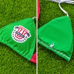 Personalized College Team Logo Color-Blocking Triangle Bikini Top with Removable Padding Game Day Graduation Gift for Sports Fans College Girls