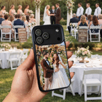 Custodia per telefono personalizzata con ritratto di matrimonio in stile pittura a olio con testo e data Regalo di anniversario per le coppie di sposi