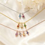 Personalized 1-7 Kids Pendant Necklace with Birthstone Dainty Jewelry Anniversary Birthday Gift for Mom Grandma