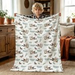Personalised Watercolor Mallard Duck Pattern Soft Throw Blanket with Name Room Decor Baby Shower Birthday Gift for New Parents Kids