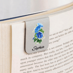 Marque-page magnétique en cuir PU avec nom, aquarelle, fleur de naissance, anniversaire, diplôme Cadeau de club de lecture pour les amoureux des livres, rats de bibliothèque