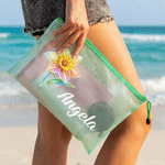 Personalized Neon Birth Flower Waterproof Pool Beach Bag with Name Daily Use Birthday Summer Vocation Party Gift for Women