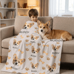 Personalised Multicolor Pet Theme Soft Throw Photo Blanket with Name Room Decor Birthday Anniversary Gift for Pet Lovers