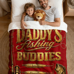 Personalised Fishing Rod Hook Fishing Buddies Soft Throw Blanket with Name Home Decor Father's Day Birthday Gift for Dad Grandpa Fishing Lover