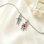 Personalized 1-7 Kids Pendant Necklace with Birthstone Dainty Jewelry Anniversary Birthday Gift for Mom Grandma