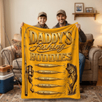 Personalised Fishing Rod Hook Fishing Buddies Soft Throw Blanket with Name Home Decor Father's Day Birthday Gift for Dad Grandpa Fishing Lover