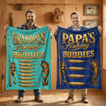 Personalised Fishing Rod Hook Fishing Buddies Soft Throw Blanket with Name Home Decor Father's Day Birthday Gift for Dad Grandpa Fishing Lover