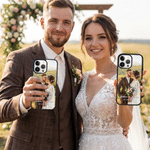Custodia per telefono personalizzata con ritratto di matrimonio in stile pittura a olio con testo e data Regalo di anniversario per le coppie di sposi