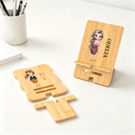 Personalized Cartoon Professional Character Bamboo Wooden Phone Stand Ipad Holder with Name and Initial Desk Decor Gift for Colleague Friend