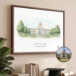 Personalized Watercolor Style Campus Architecture Photo Canvas Prints Home Decor Ship from USA Graduation Gift for Graduates Alumni