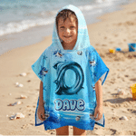 Personalisierte Hai Ozean schnell trocknen Hooded Strandtuch mit Namen und Initialen Outdoor-Aktivitäten Strand Party Geburtstagsgeschenk für Kinder