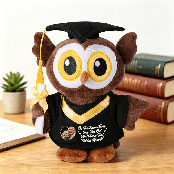Personalised I'm Always With You Cute Graduation Owl Doll with Text and Photo Graduation Ceremony Gift for Kids Graduates
