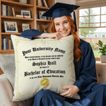 Personalized High School College Graduation Diploma Soft Throw Pillow Cover with Name and School Name Room Decor Graduation Gift for Graduates