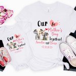 Body bébé ou T-shirt adulte 100% coton personnalisé avec motif éléphant et noms - Cadeau d'anniversaire pour maman et nouveau-né
