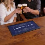Personalised Retro Bar Mat Coaster Bottle Opener Set with Text and Year Bar Accessory Father's Day Birthday Gift for Bartender Cocktail Lover