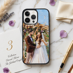 Custodia per telefono personalizzata con ritratto di matrimonio in stile pittura a olio con testo e data Regalo di anniversario per le coppie di sposi