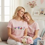 Personalized Multicolor Embroidered Birth Flower 100% Cotton T-shirt Sweatshirt Hoodie Daily Wear Birthday Gift for Mom Grandma