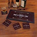 Personalised Retro Bar Mat Coaster Bottle Opener Set with Text and Year Bar Accessory Father's Day Birthday Gift for Bartender Cocktail Lover