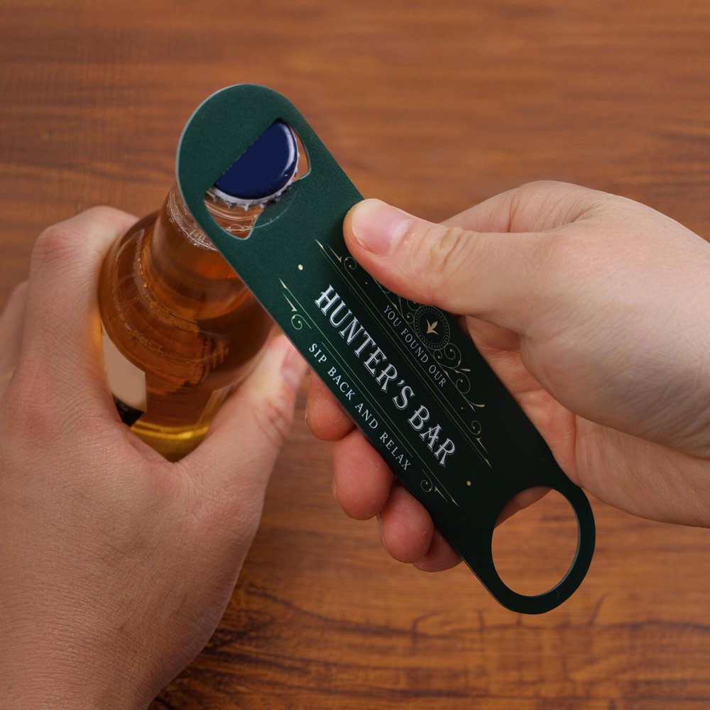Personalized Retro Bar Mat Coaster Bottle Opener Set with Text and Year Bar Accessory Father's Day Birthday Gift for Bartender Cocktail Lover 6