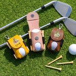 Gepersonaliseerde Watercolor Golf Elementen Geboortebloem PU Leren Golfbal Tas met Naam en Tee Houder Golf Club Verjaardagscadeau voor Golfliefhebbers