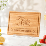 Tagliere personalizzato Dad's Grill FSC Bamboo con incisione Fist Bump e nomi Regalo di compleanno per la festa del papà, per la famiglia e per l'inaugurazione della casa