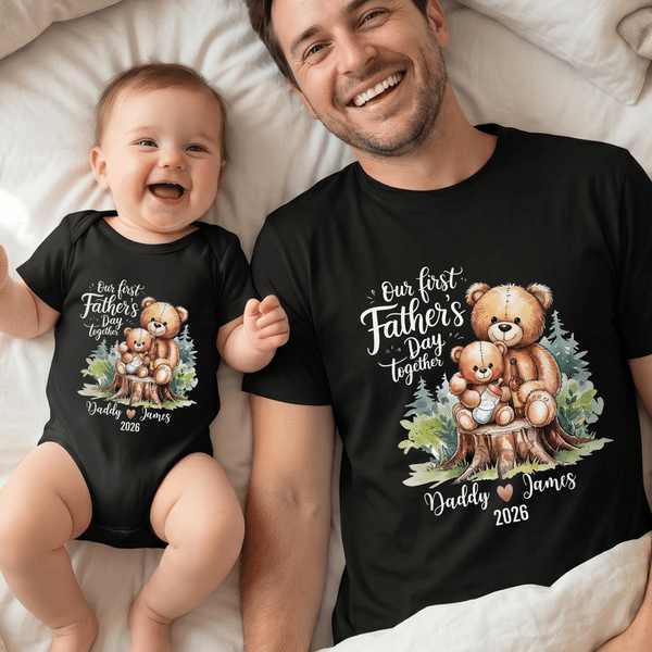 T-shirt de bébé personnalisé avec nom et année Cadeau de fête des pères pour le père de l'enfant