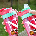 Personalised Basketball Baseball 16 oz Water Bottle with Name and Initial Straw Daily Use Birthday Back to School Gift for Kids Boy Girl