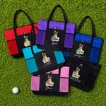 Personalized Watercolor Golf Elements Birth Flower Large Capacity Tote Bag with Name and Mesh Pockets Golf Club Birthday Gift for Golf Lovers Women