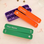 Personalized Multicolor 3D-Printed Am Pm Weekly Pill Organizer with 7 Days Pill Compartments and Name Travel Essential Get Well Gift for Family Friend