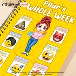 Personalized Playful emoji Scene Cartoon A5 Spiral Notebook with Name Weekly Record Business Trip Birthday Gift for Women | Callie × emoji ™