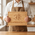 Tagliere personalizzato Dad's Grill FSC Bamboo con incisione Fist Bump e nomi Regalo di compleanno per la festa del papà, per la famiglia e per l'inaugurazione della casa