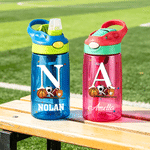 Personalised Basketball Baseball 16 oz Water Bottle with Name and Initial Straw Daily Use Birthday Back to School Gift for Kids Boy Girl