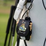 Gepersonaliseerde Watercolor Golf Elementen Geboortebloem PU Leren Golfbal Tas met Naam en Tee Houder Golf Club Verjaardagscadeau voor Golfliefhebbers