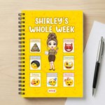 Personalized Playful emoji Scene Cartoon A5 Spiral Notebook with Name Weekly Record Business Trip Birthday Gift for Women | Callie × emoji ™