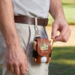 Gepersonaliseerde Watercolor Golf Elementen Geboortebloem PU Leren Golfbal Tas met Naam en Tee Houder Golf Club Verjaardagscadeau voor Golfliefhebbers