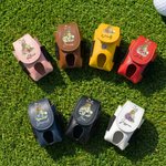 Gepersonaliseerde Watercolor Golf Elementen Geboortebloem PU Leren Golfbal Tas met Naam en Tee Houder Golf Club Verjaardagscadeau voor Golfliefhebbers