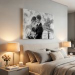 Gepersonaliseerd zwart-wit fotodoek met naam en jaar muur Displays Home Decor Verjaardagscadeau voor echtpaar Newlywed