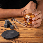 Personalized Legend Dad Whiskey Glass 4 Stones Wooden Box Set with Text and Coaster Father's Day Birthday Anniversary Gift for Dad Man