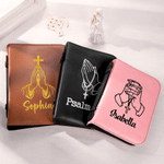 Personalized Prayer Gestures Cross PU Leather Bible Cover with Name Church Birthday Gift for Christian Friend