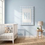 Henkilökohtainen minimalistinen ruudullinen monogrammi kankaalle tulosteet Wall Art Nursery Decor Housewarming Kaste lahja uusille vanhemmille